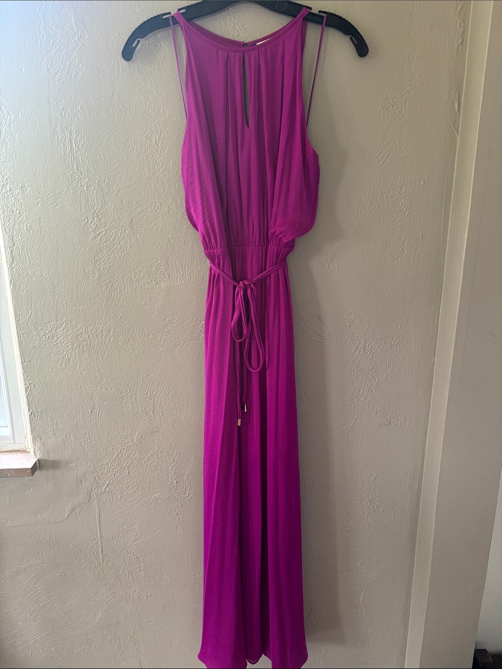 Jennifer Lopez Fuchsia Halter Maxi Dress with Waist Tie